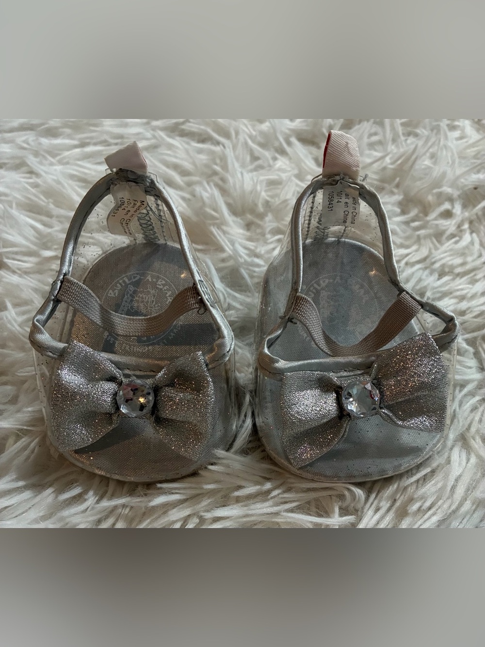 Build A Bear Cinderella Glass Slipper Silver Clear Sparkly Heel Gem Bow Princess